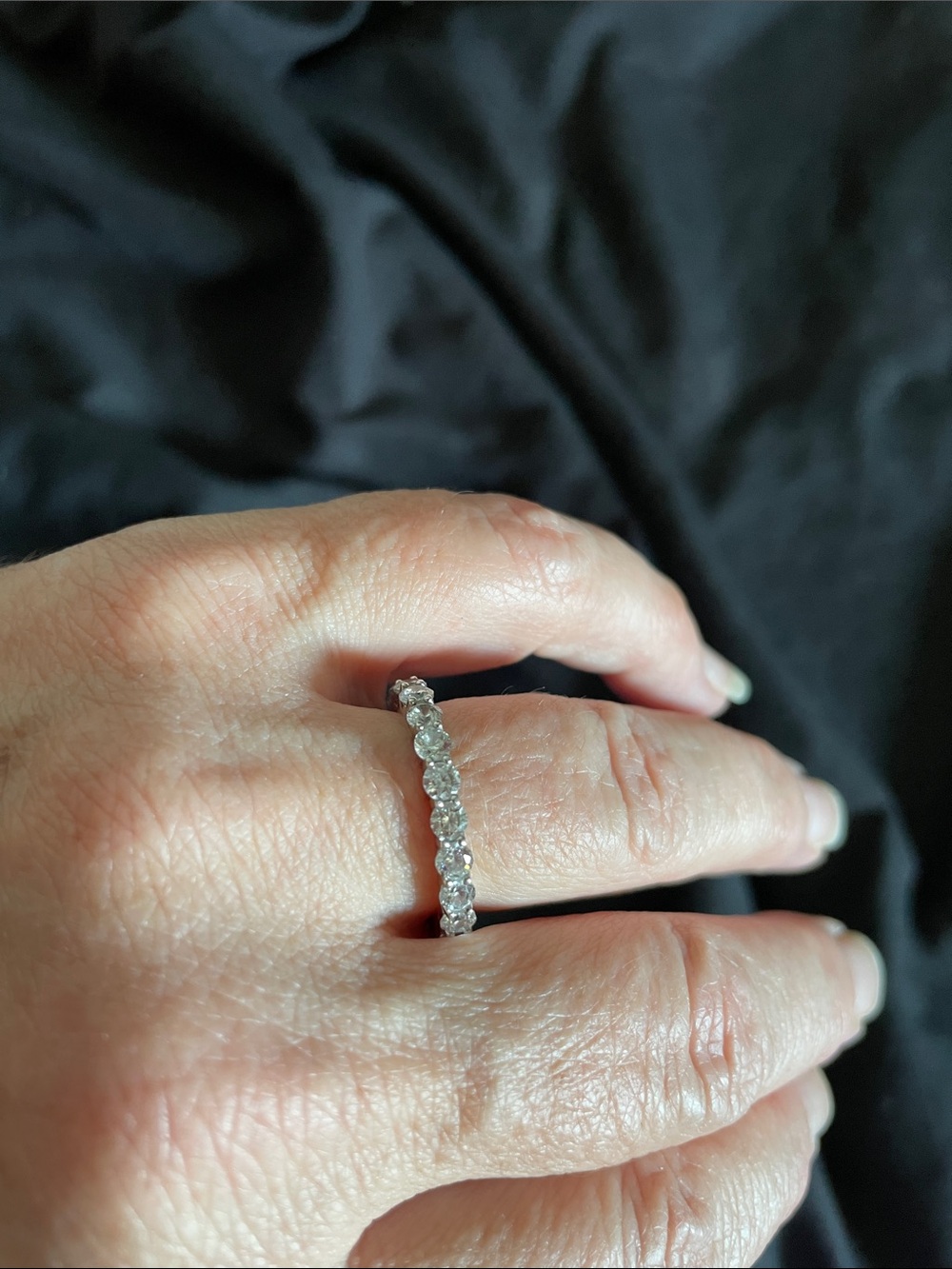Eternity Band - Brilliant Round Stones- White Gold Tone